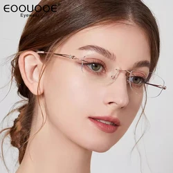 Women Titanium Glasses Design Eyeglasses Frame Prescription Myopia Reading Rimless Glasses 6 g Ultra Light Weight