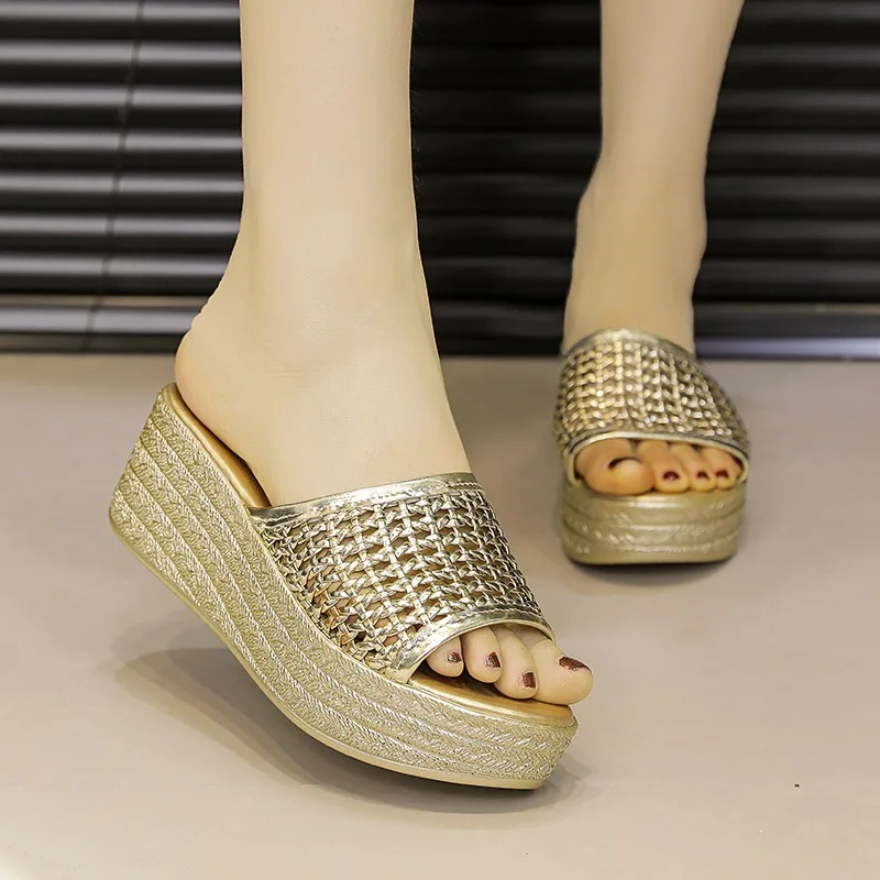 

Women Summer Outdoor Fashion Thick Heel Slippers Soft Sole Wedge Mesh Breathable Slip on Female Shoes Sandals Comfort Sandals