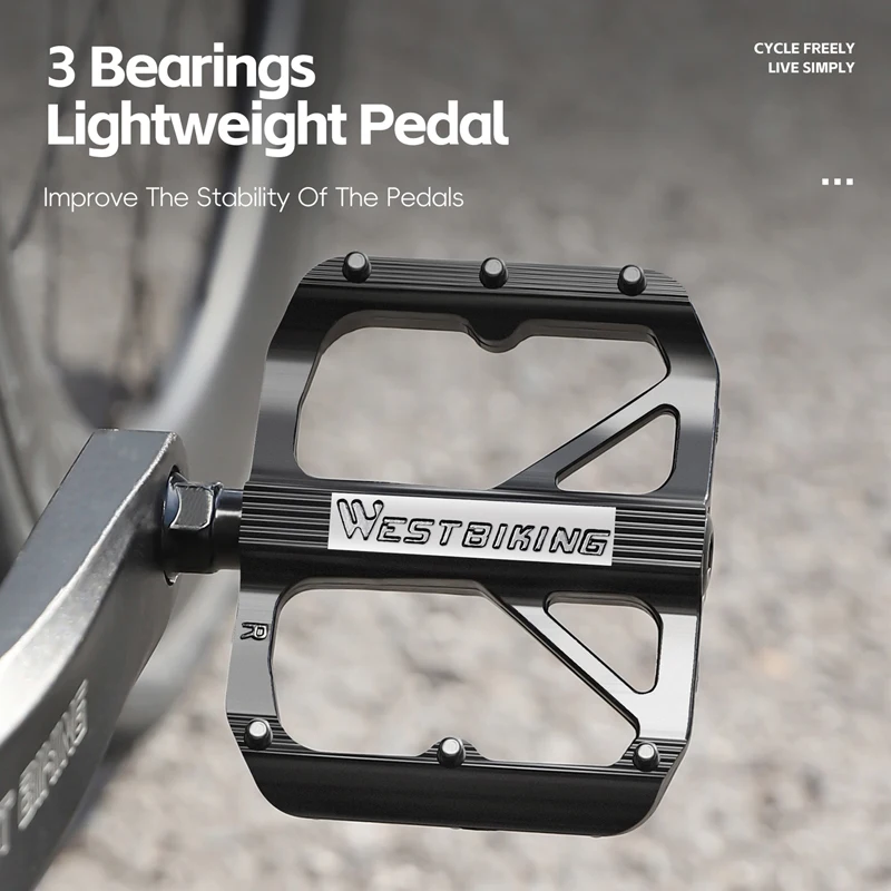 

Ultralight Aluminum Cycling Pedals 3 Bearings Non Slip Flat Design for Road MTB BMX Folding Bikes Bike Accessories