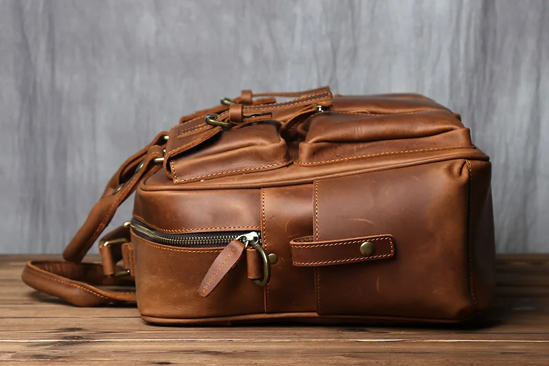Retro Herren Leder Handtasche Oberschicht Rindsleder Aktentasche Große Kapazität Reisetasche Crazy Horse Leder Laptop Umhängetasche NZPJ – Detail 8