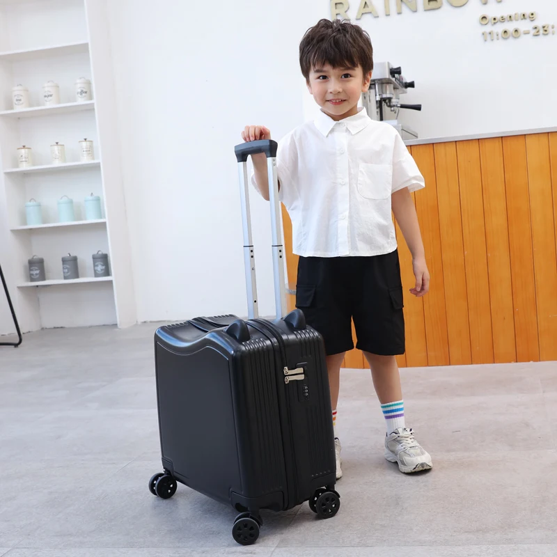 Bagasi Anak-anak Koper Perjalanan Yang Indah Di Roda Pemintal Duduk dan Naik Tas Perjalanan Anak-anak Kata Sandi Membawa Tas Bagasi Troli