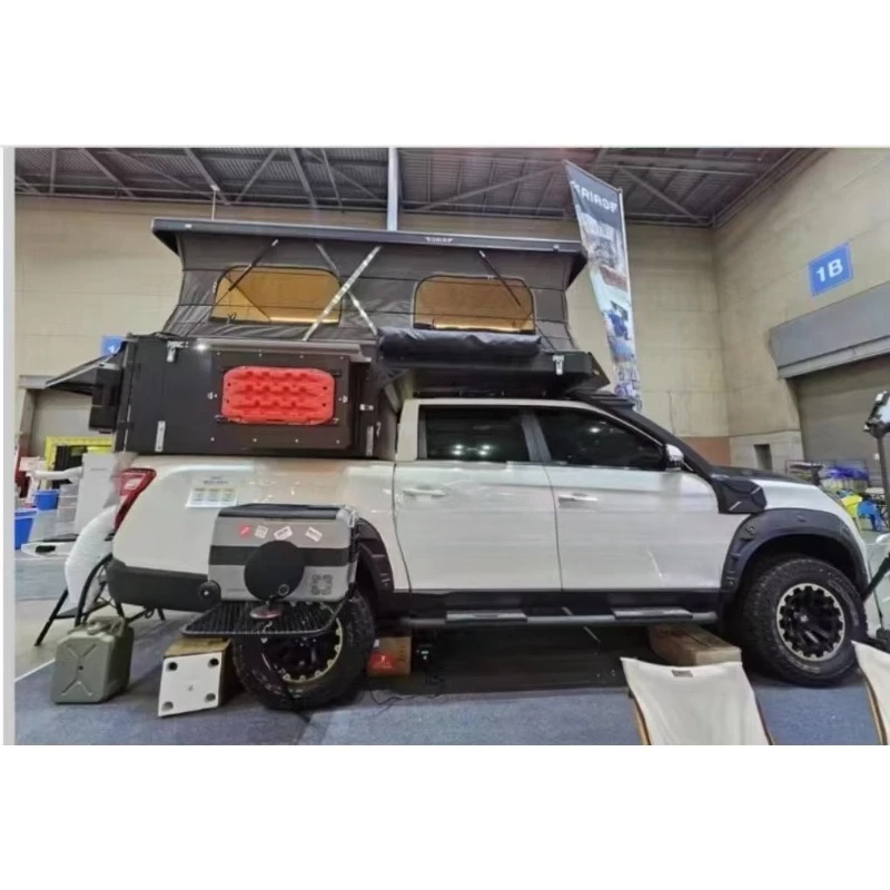 Cost-Effective Foldable Travel Camper, Robust Seat-Bed Structure for Cross-Country Road Camping Use