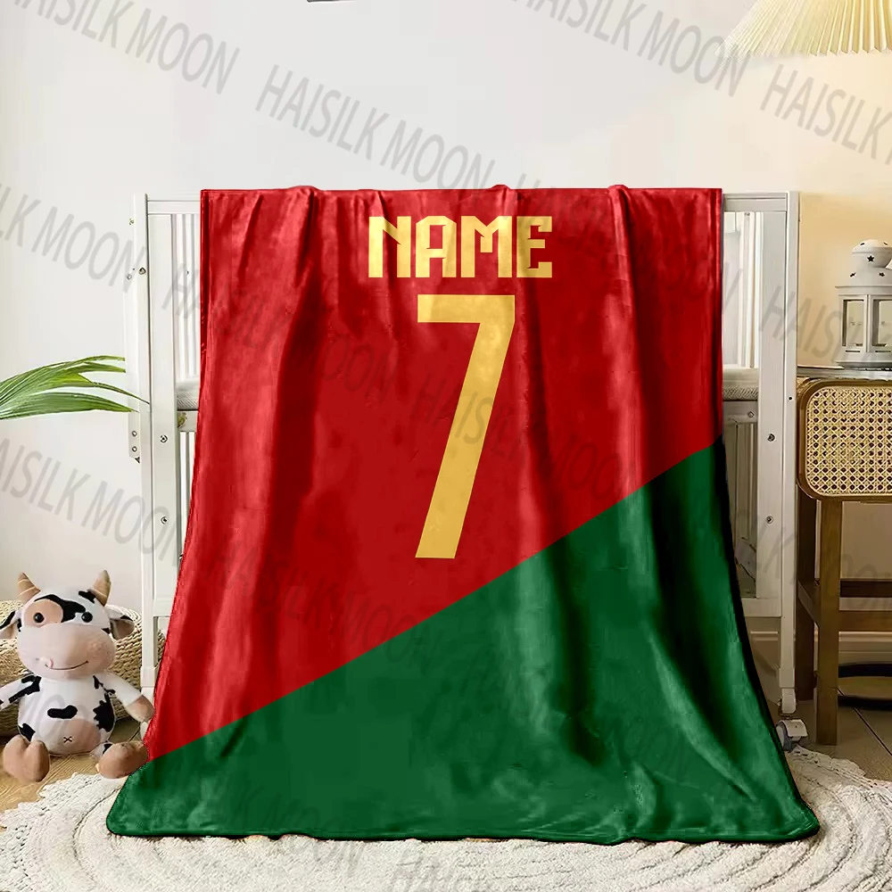 (Memo U Name)1PC Custom Name Personalized Blanket Football Jersey Printed for Sofa Bed Cover Blanket Suitable for Holiday Gifts