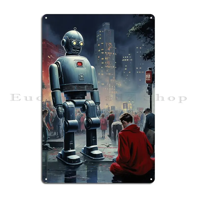 The Benevolent Robot Metal Plaque Rusty Club Cave Cinema Print Tin Sign Poster