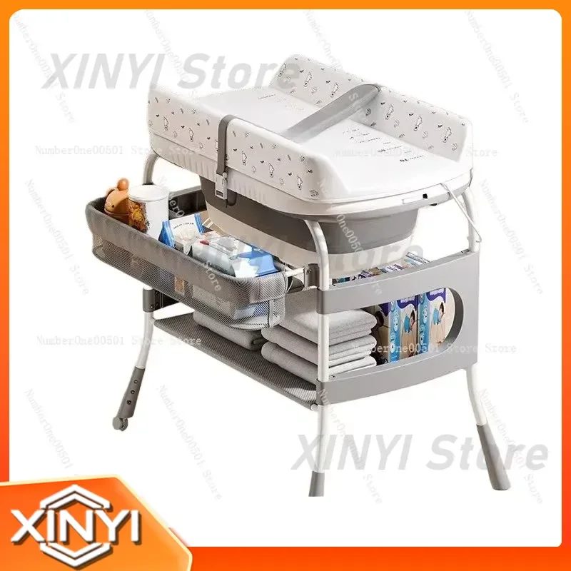 2 in 1 Portable Changing Table with Foldable Tub for Baby Care Diaper Station Massage Bed Nursery Essentials Travel Baby Gear