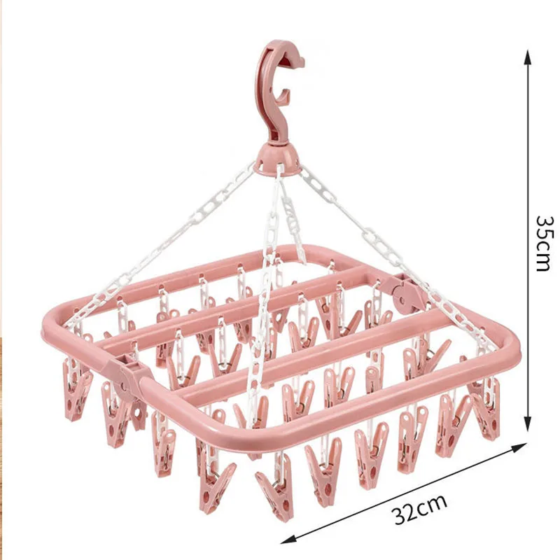 1PC Clothes Drying Hanger with 32 Clips Socks Underwear Drying Folding Laundry Hanging Rack - view 4