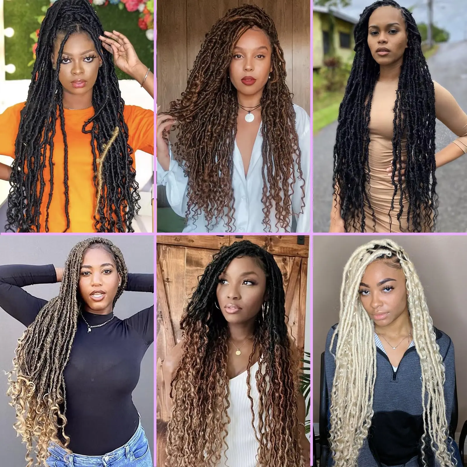 Faux Locs With Curly Ends Pre-looped Goddess Locs Crochet Hair 12 Strands Natural Black Crochet Bohemian Soft Locs Braid Hair