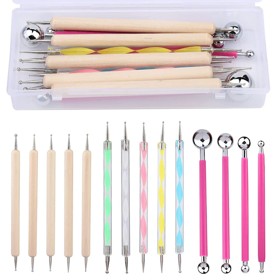 

Zxiixz 9/14Pcs Dotting Tools Ball Styluses with Box Dotting Tools Set Rock Painting, Pottery Clay Modeling Embossing Nail Art