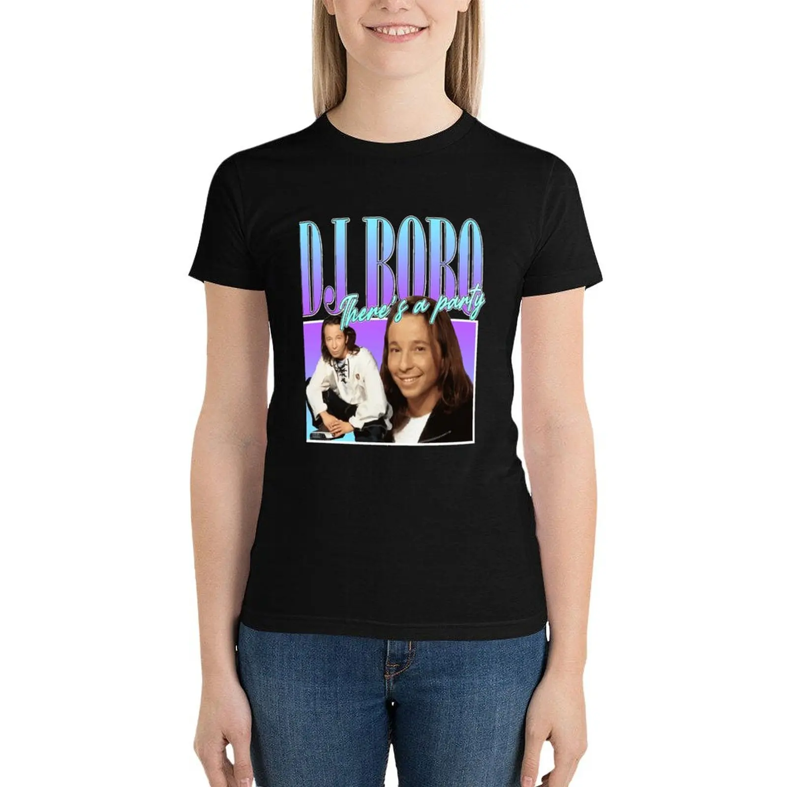 Camiseta de estilo europeo para mujer, ropa estética de DJ Bobo de los 90, estampado de animales, tops bonitos de moda coreana, camisas de entrenamiento