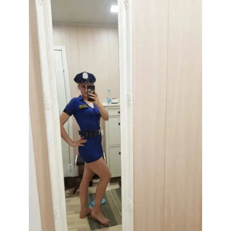 NewS-XXXL أسود أزرق مثير ضابط شرطي الزي الرسمي الشرطة امرأة زي دعوى للنساء الكبار هالوين تأثيري الشرطة Fanc BA6