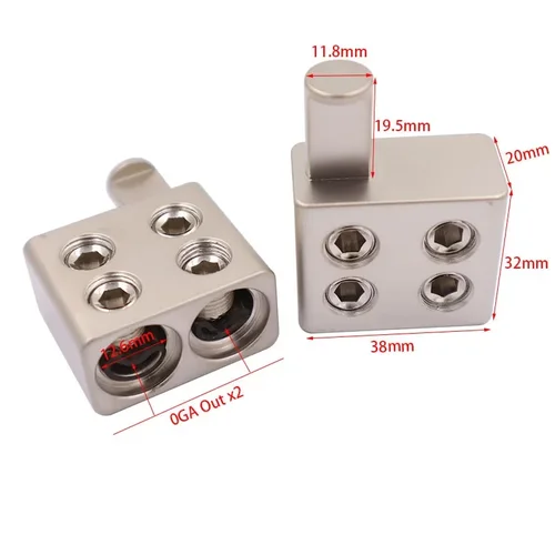 Imagen 2 del producto 1 par de terminales de fuente de alimentación de cable divisor de Audio para coche amplificador de Audio Dual calibre 1/0 a calibre 1/0 reductores de entrada de amplificador descarga