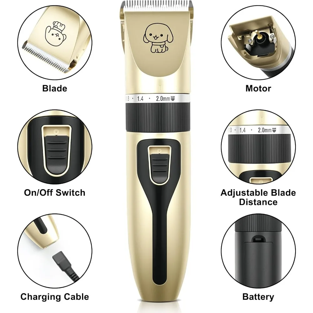 Dog Clipper Dog Hair Clippers Grooming Pet Cat Haircut Trimmer Shaver Set Cordless Rechargeable Professional Dog Hair Trimmer
