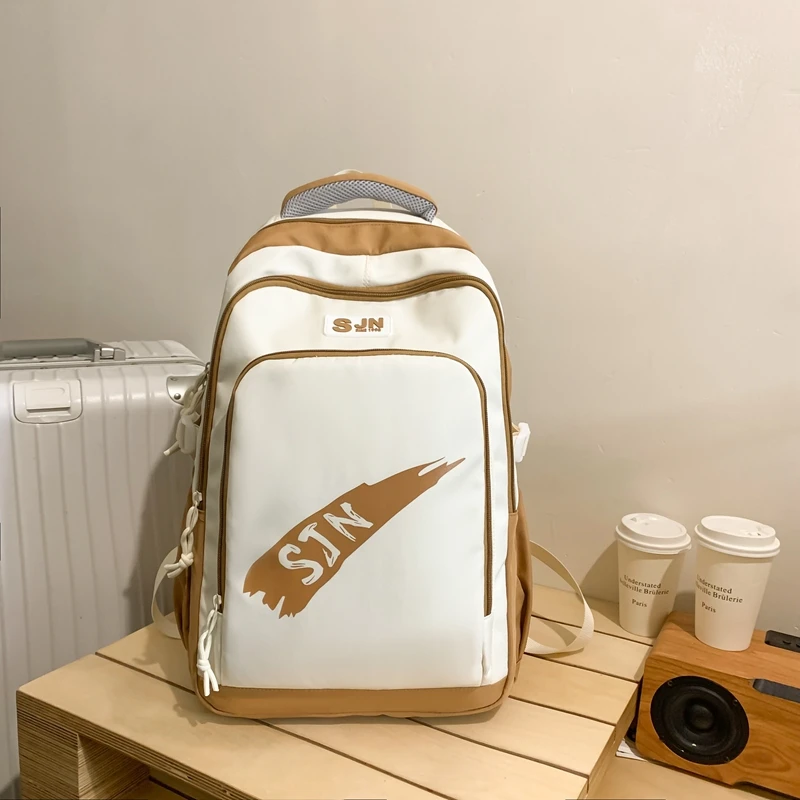 Contrasting Colors High Capacity Letter Print Nylon School Bag 2024 Hot Sale Backpacks for Girls and Boys Bolsos Colegio Mochila