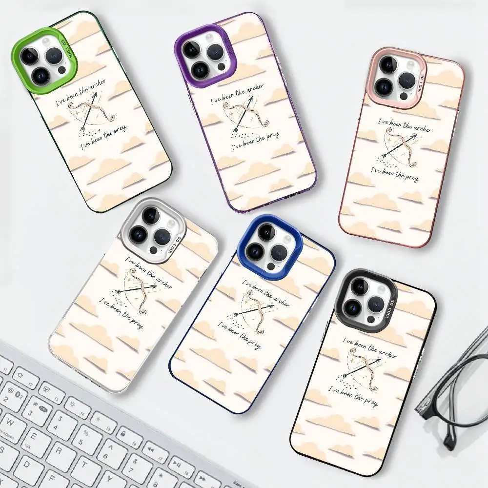 1 قطعة كلمات آرتشر جراب هاتف موضة IMD اللون فضي شل آيفون 17 الهواء 16 15 14 13 12 11 Plus Pro Max Plus