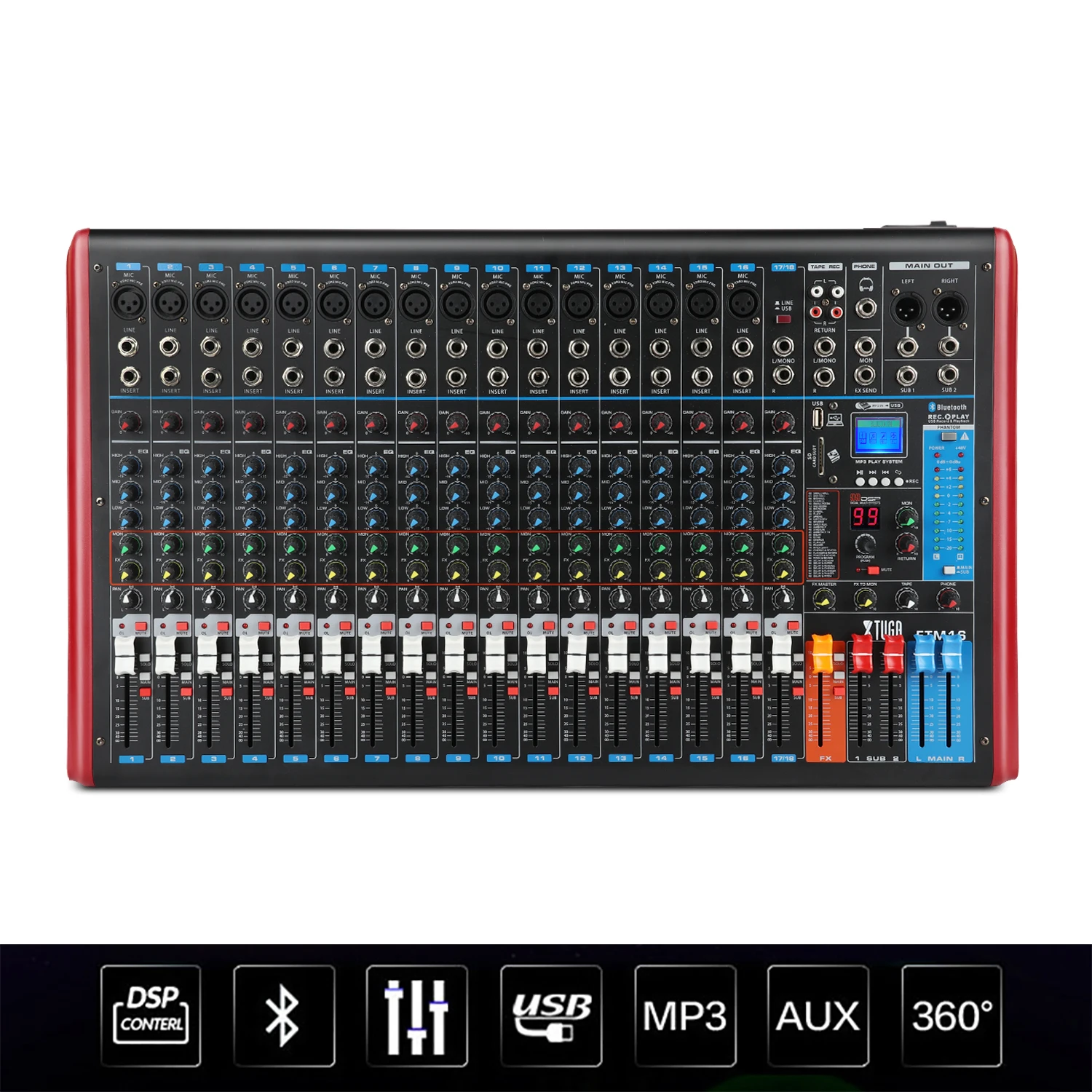 Easy To Use Hotel Audio Mixer 16Channel Console