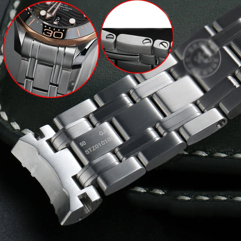 20mm Metal Watchband For Omega New Seamaster 300 Strap Men 316L Solid Stainless Steel Bracelet Observatory 210 Watch Chain Band