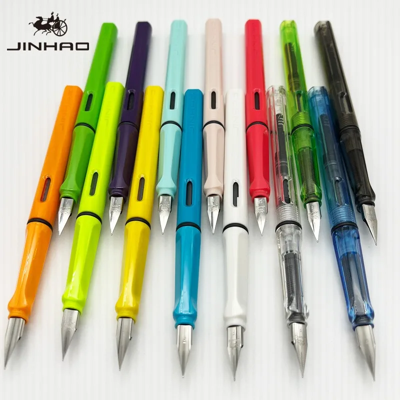 Imagem -04 - Jinhao 619 Caneta Tinteiro Cores Estudante f ef Nib Caneta Tinta Caligrafia Papelaria Escola Material de Escritório de Alta Qualidade 10 Peças