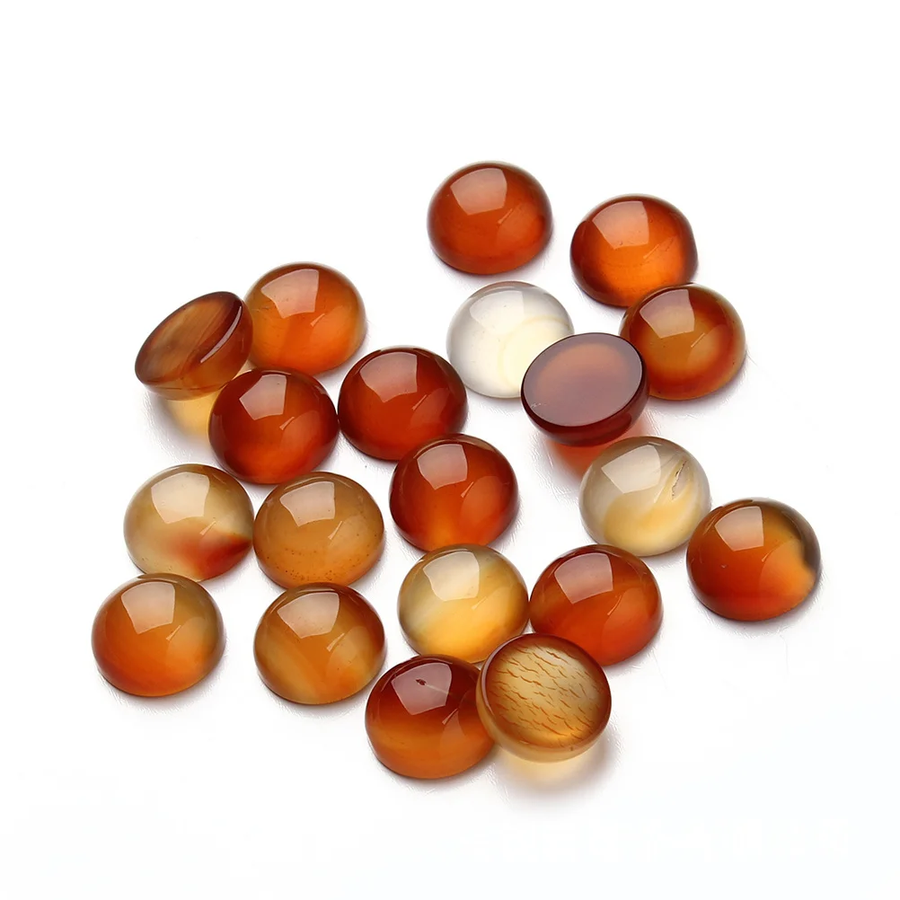

20Pcs Red Carnelian Agate Round Cabochons Half Round Flat Bottom Stones DIY Jewelry Craft Supplies Gemstone Patch
