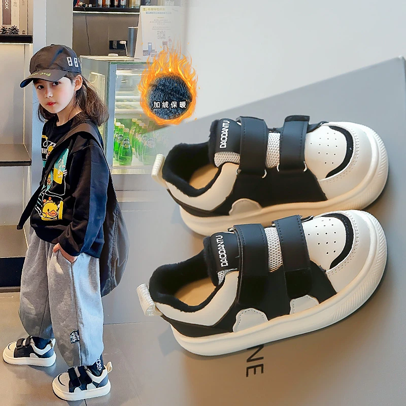 أحذية قطنية للبنات أحذية رياضية مبطنة بالصوف للأطفال 2025 أحذية رياضية قطنية عصرية غير رسمية للشتاء للأولاد #3