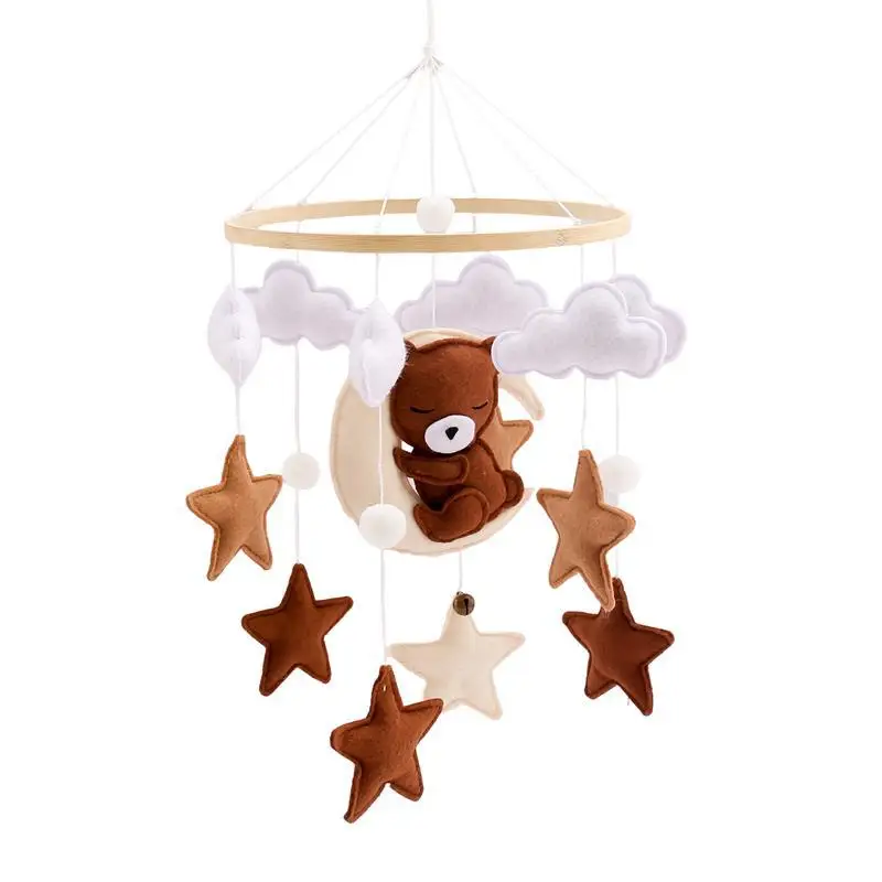 

Space Mobile Felt Planet Crib Hanging Mobile Brown Bear Craft Shower Gift Bed Decor for Room
