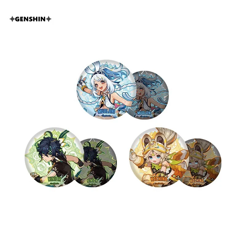 

[Genuine] 75MM Genshin Impact Natlan Character Theme Badge Kachina Kinich Mualani Cartoon Reflective Brooch Pin Anime Cosplay