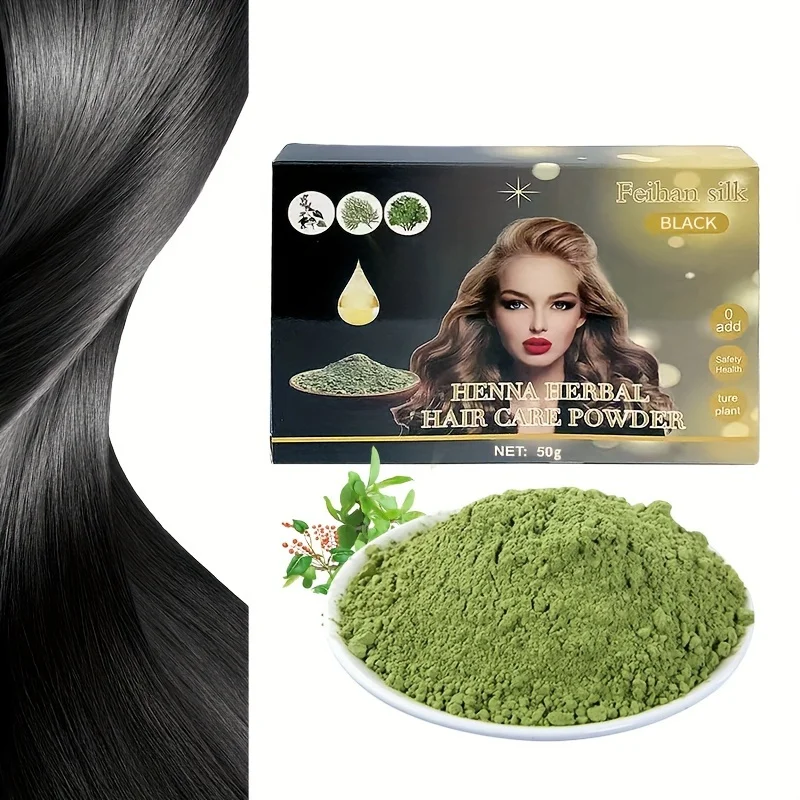 50g/Pack Plant Haina Powder Black Hair Care Powder Black Hair Plant Dyeing White Hair Covering White Hair