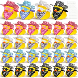 24Set Disco Cowboy Rubber Duck with Mini Holographic Space Hat Scarf Sunglasse Bath Rubber Duck Bathtub Toy Baby Shower Supplie