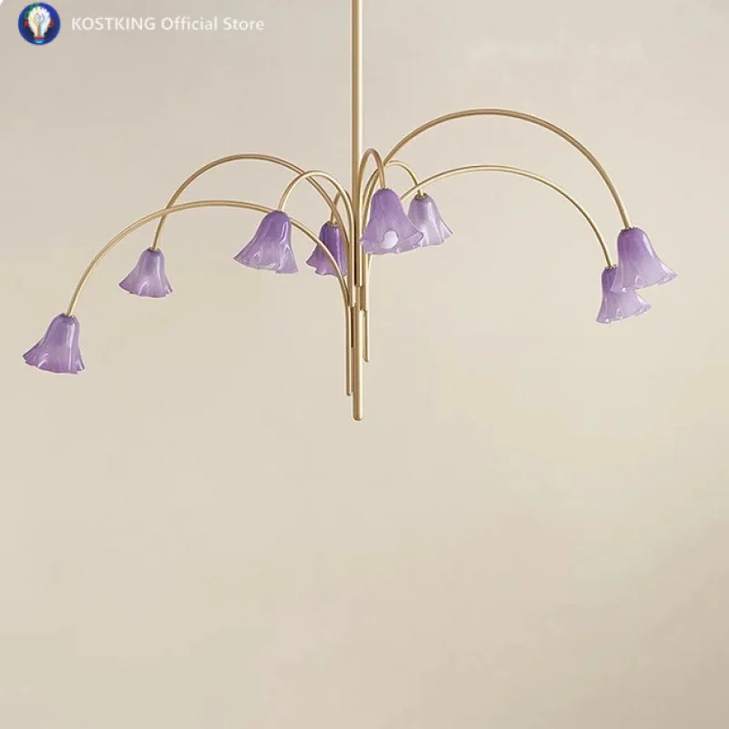 All copper replica horn flower chandelier French medieval designer tonality B & B restaurant bedroom chandelier