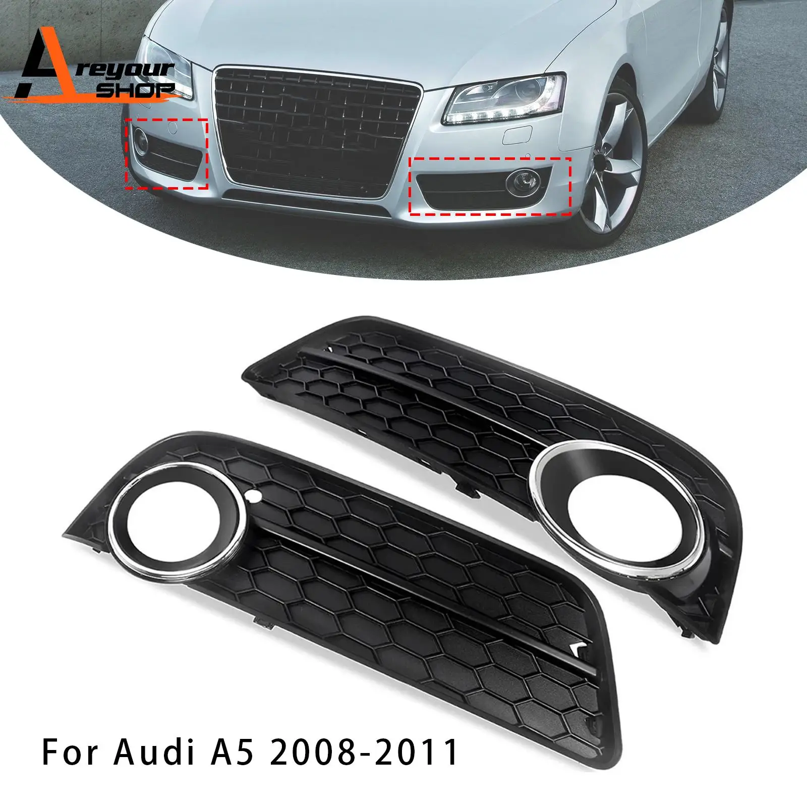 

8T0 807 681 for Audi A5 2008-2011 A Pair Of Car Fog Lamp Grilles 8T0 807 682