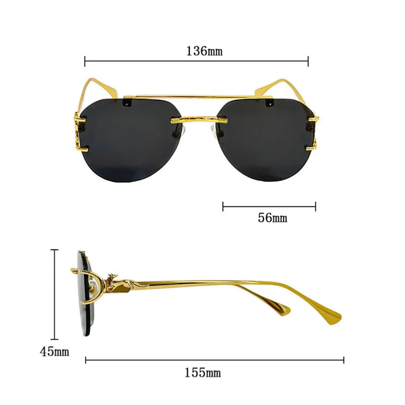 New Rimless Sunglasses Women Trendy Designer Fashion Glasses Luxury Vacation Luxe Femme Lentes De Sol Mujer Lunette Soleil Femme