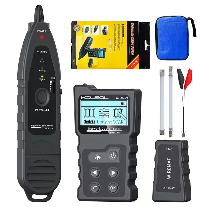 Noyafa NF-8209-WIREMAP Network Cable Tester LCD Display Cable Tracker Measure Length Wiremap Tester Poe Checker Network Tools