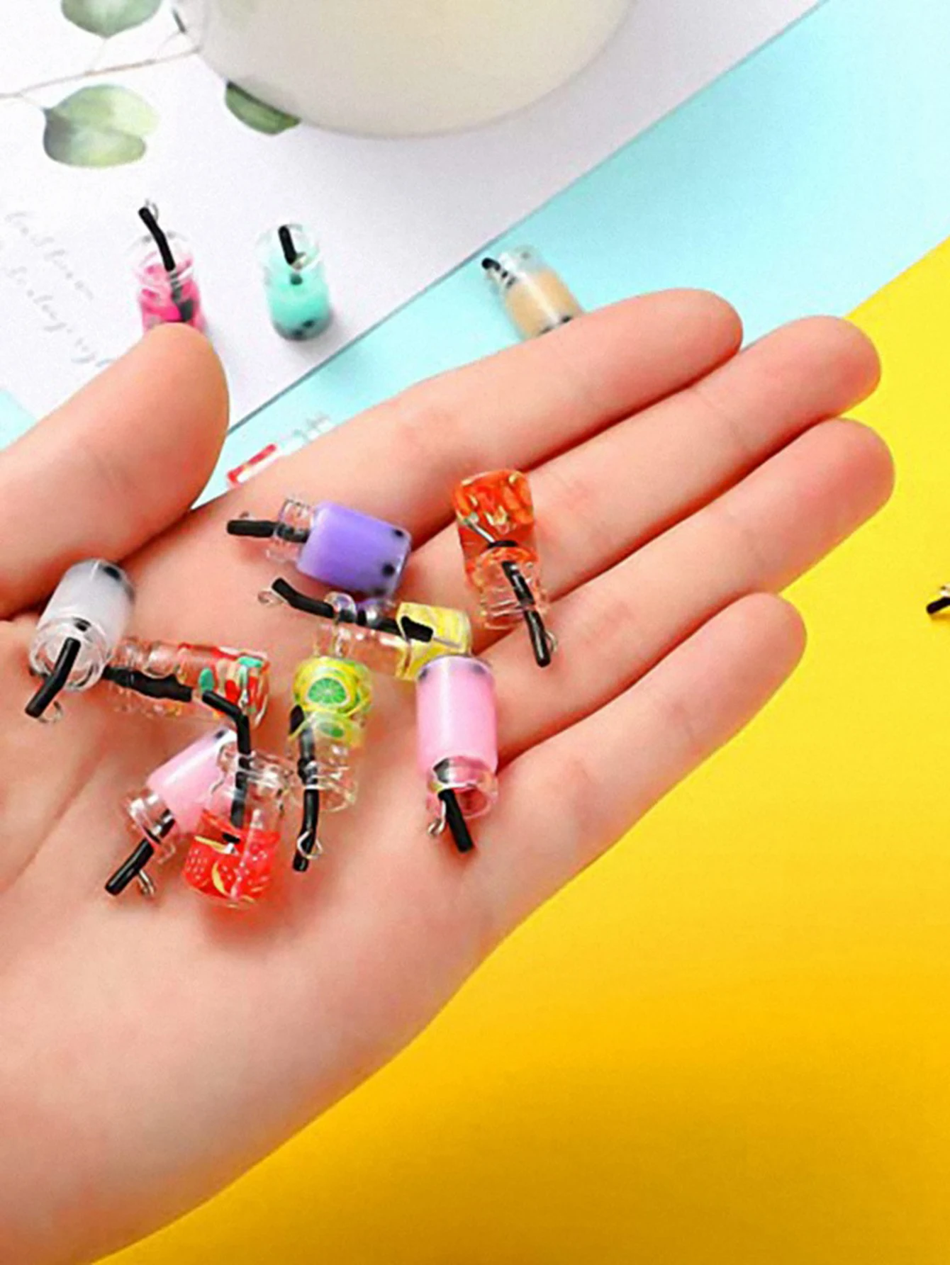 10/30Pcs Mixed Color Personalized Creative DIY Glass Artificial Pearl Milk Tea Pendant Accessories Suitable for Earrings Necklace Keychain Mini Milk
