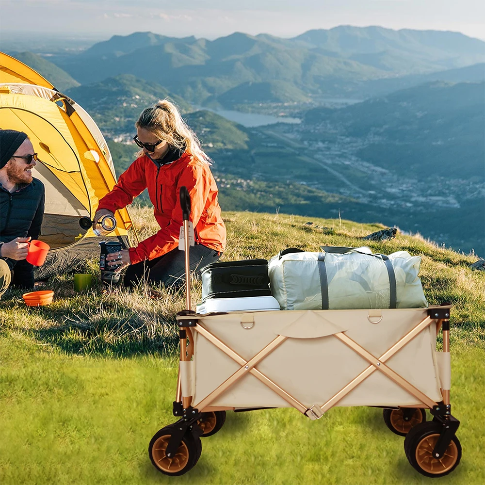 All Terrains Folding Garden Cart Wagon Aluminum Foldable Wagon For Beach Camping