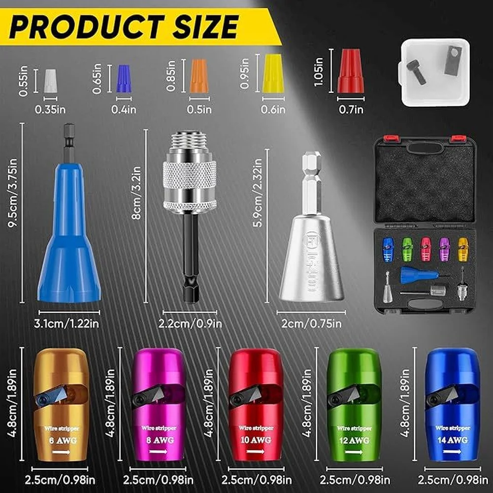 8pcs Wire Stripper And Twister Tool Set  For Electric Drill Driver Stripping Wire Tool Pliers Peeling Machine Cable Stripper