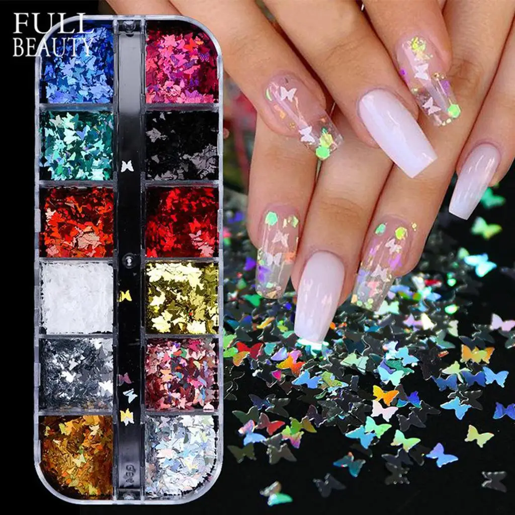 

Nail Colorful Butterfly Flakes Nails Kits Art Decals Glitter