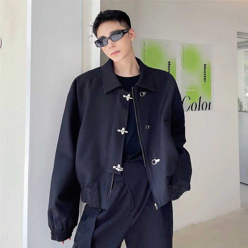 

Новая весенняя мужская куртка свободного кроя с отложным воротником, модный дизайн, молодежная верхняя одежда из полиэстера