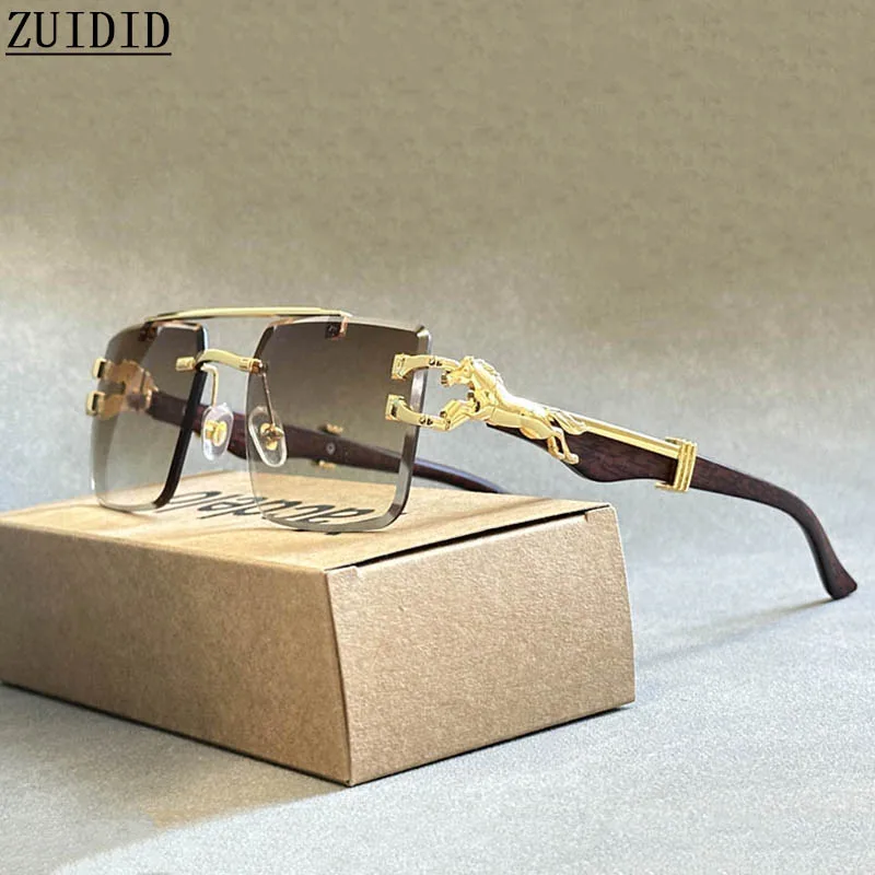 

2024 Square Sunglasses For Men New Luxury Vintage Designer Rimless Sunglasses Women Trendy Fashion Glasses Gafas De Sol Hombre