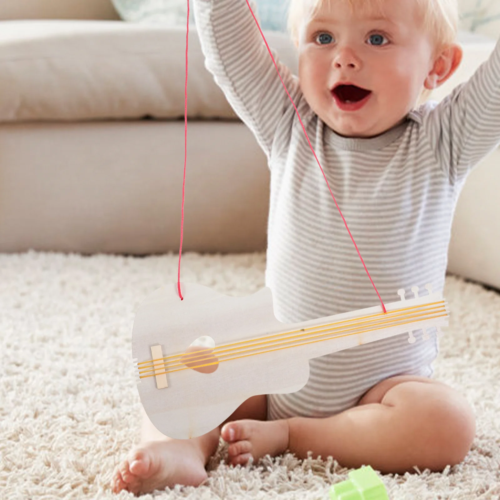 2Pcs DIY Painting Wooden Guitar Unfinished Kids Handmade Coloring Craft Creative Art Fun DIY Painting Wooden Guitar Toy