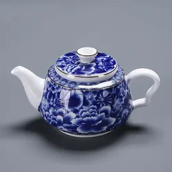 Jingdezhen-blue and white porcelain teapot, Chinese Kungfu tea set, household ceramic pot for Puer, service kettle, cute Teaware