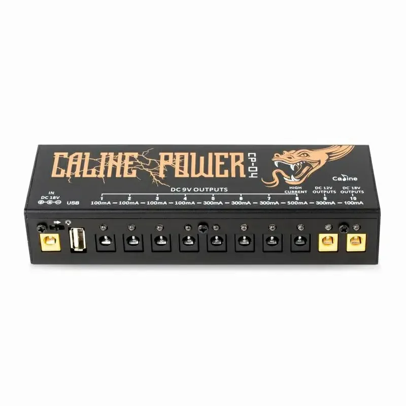 Caline CP-04 Guitar Effect Pedal Power Supply 10 Isolated Outputs (9V, 12V, 18V) Short Circuit /Overcurrent Protection