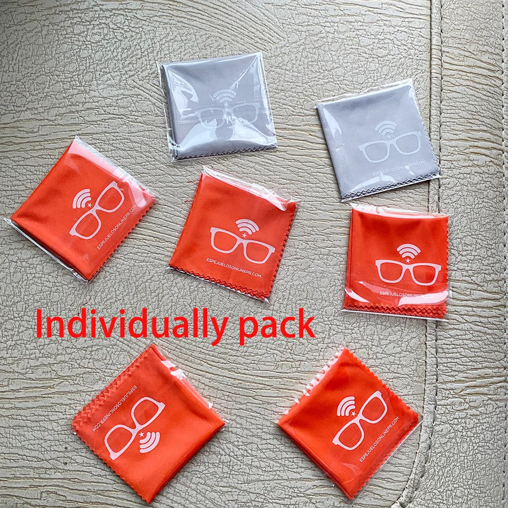 100/200/500pcs  150*150mm Customized Logo Printed Soft Microfiber Glassed Clean Cloths for Eyeglasses Jewelry Cleaning