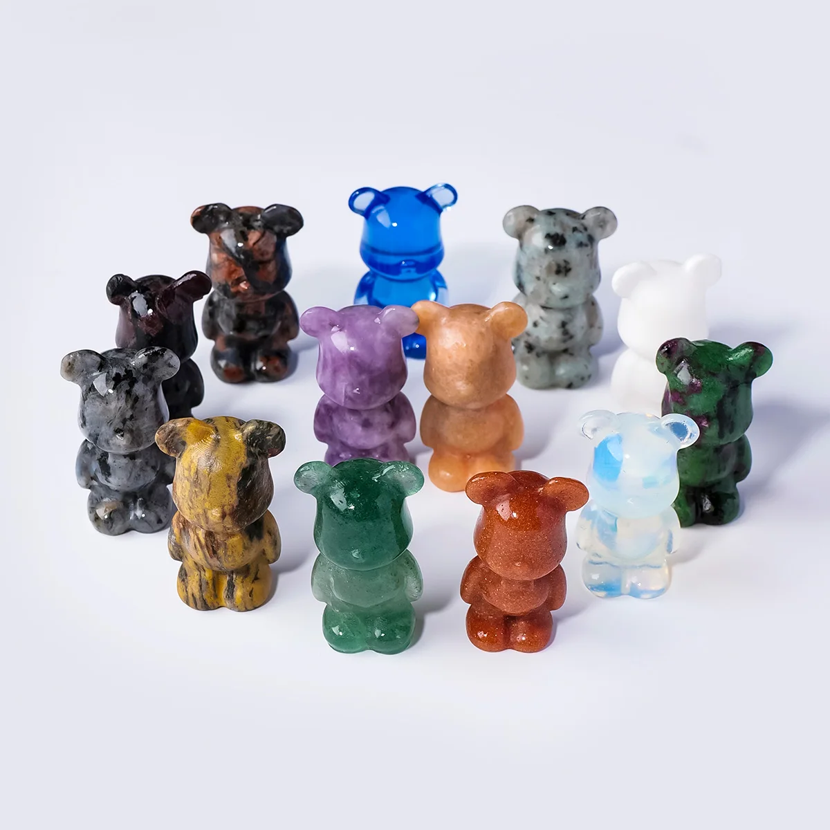 Crystal Bear Figurine, Natural Stone Carved Bear Statue, Healing Crystal Bear Decor, Cute Bear Ornament for Gift