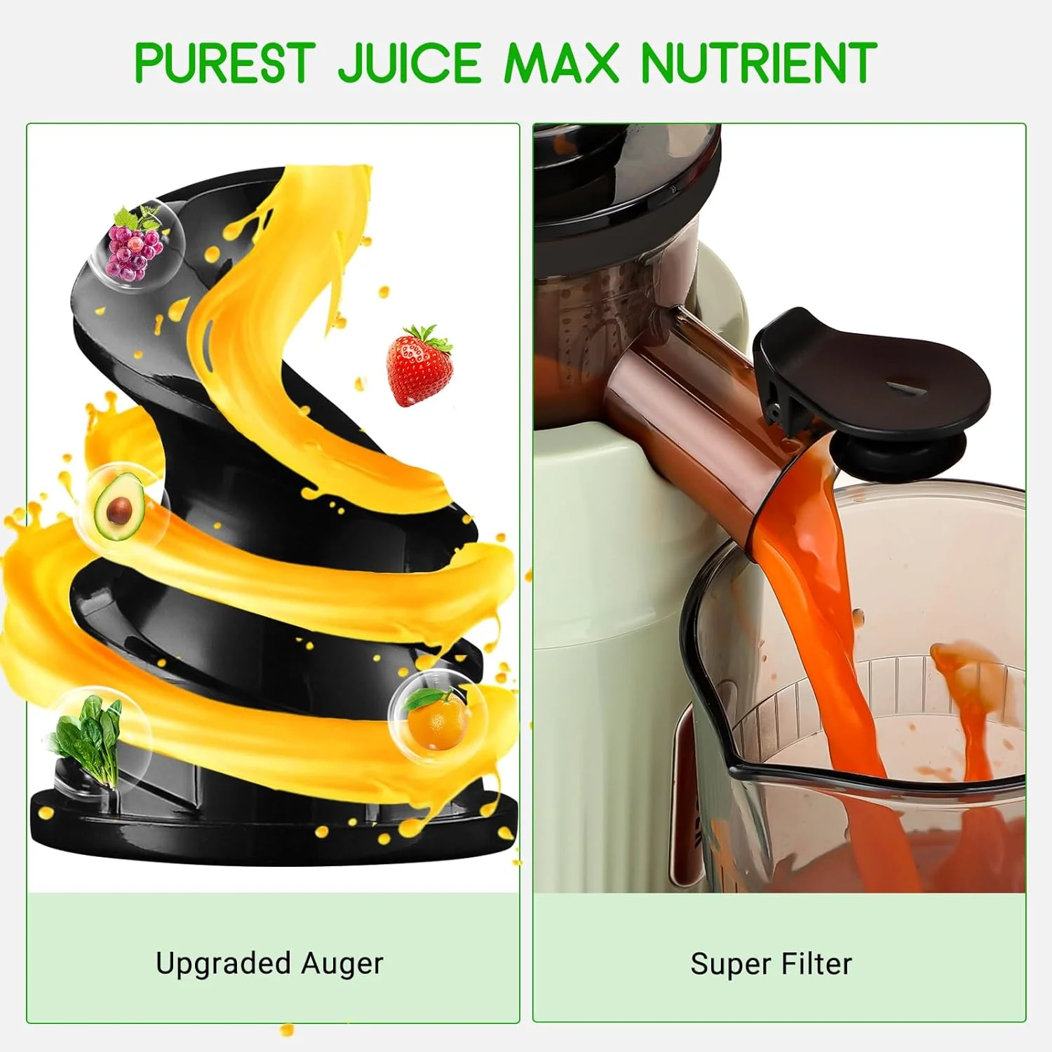 

SOVIDER Mini Compact Cold Press Juicer - Easy to Clean & Portable, Slow Masticating Juicer with Reverse Function and Brush Cups