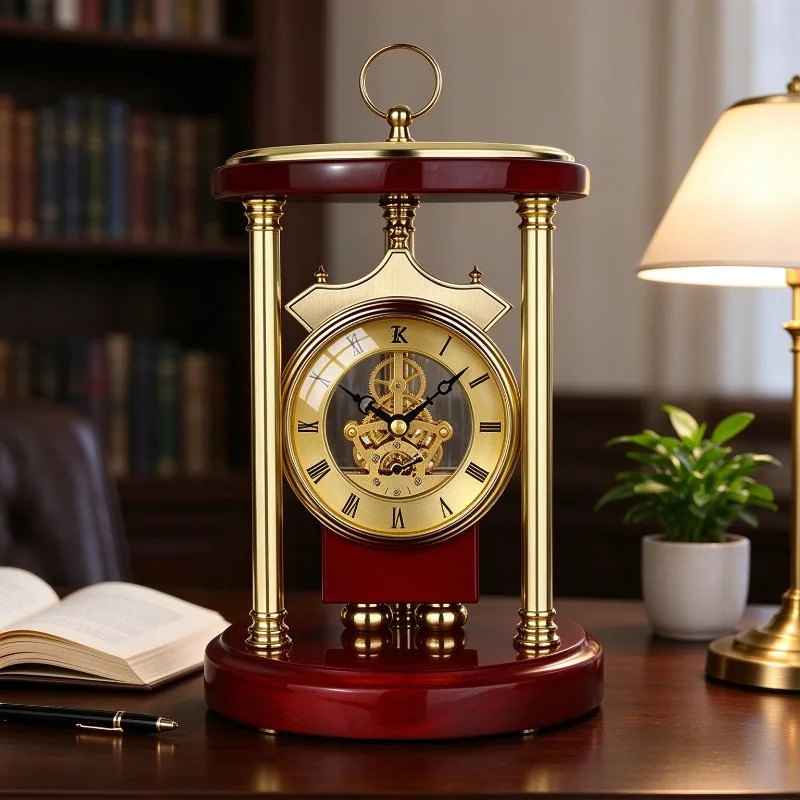 Luxury Metal Table Clock Retro Elegant Music Timekeeping Desk Clock Interior Decoration Aesthetic Glass Clocks Home Ornament