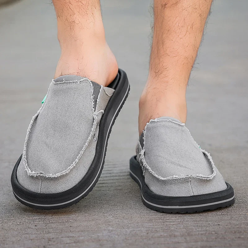 

Men's Canvas Shoes Summer New Lightweight Breathable Soft Slip on Casual Shoes Fashion Beach Vacation Loafers Men Footwear