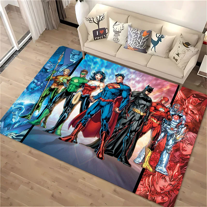 Hero Theme Batman Superman Flash Carpet,Living Room and Bedroom Household Items, Kid's Room Sofa Mat,Doormat Floor Anti-slip Rug