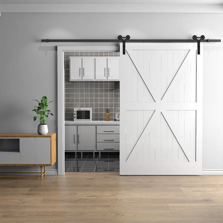 Modern Single Panel Sliding Barn Door with Installation Hardware Kits New Arrival Y-Shape Design Steel Brass Material view 6