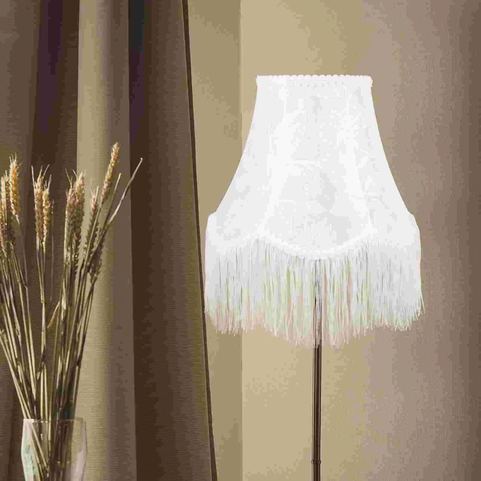 Fabric Tassel Lampshade Shades Decorative Replacement Vintage Manual Table Light Fringe Cloth Cover Desk