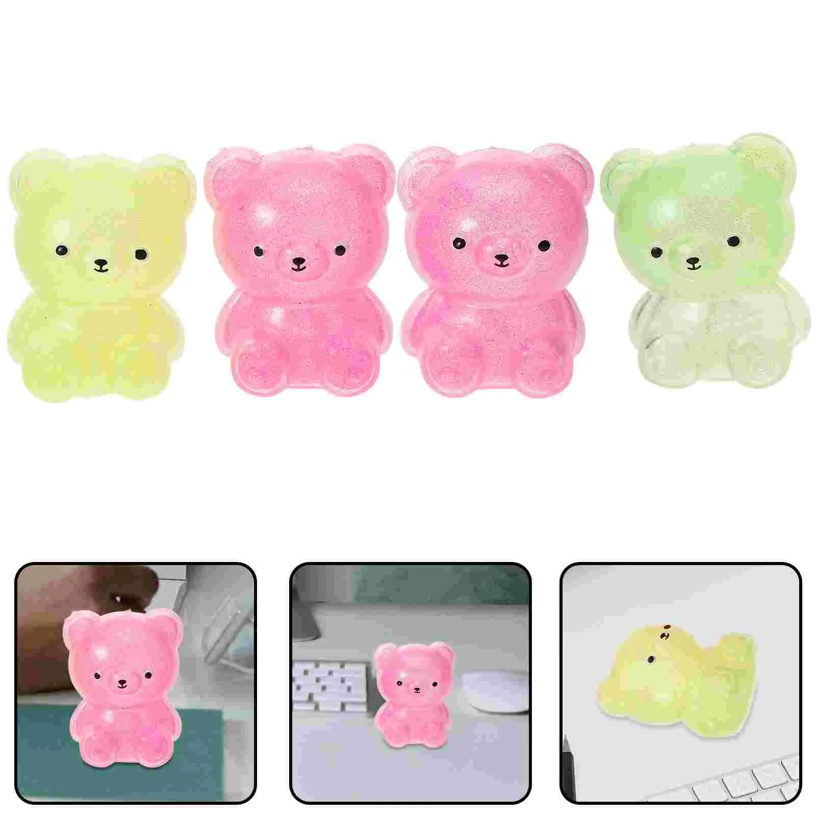 4 Pcs Squishy Bear Toy Decompression Toys Adorable Shaped Stress Balls Squeeze Child