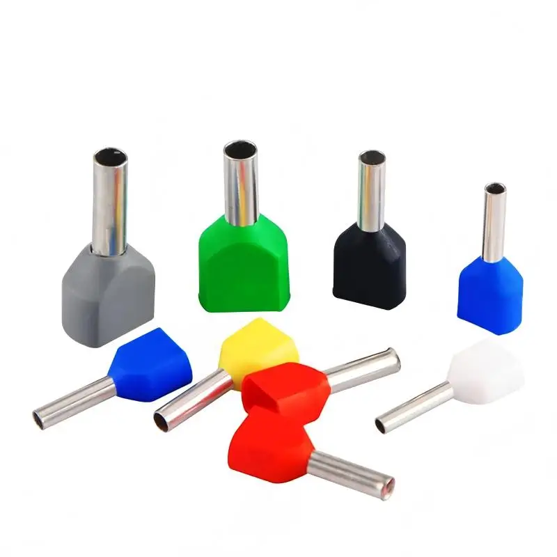 50PCS 100PCS TE0508-TE16-14 Double Wire Tube Pre-Insulated Terminal Pin Type European Cold Pressed Wire Nose